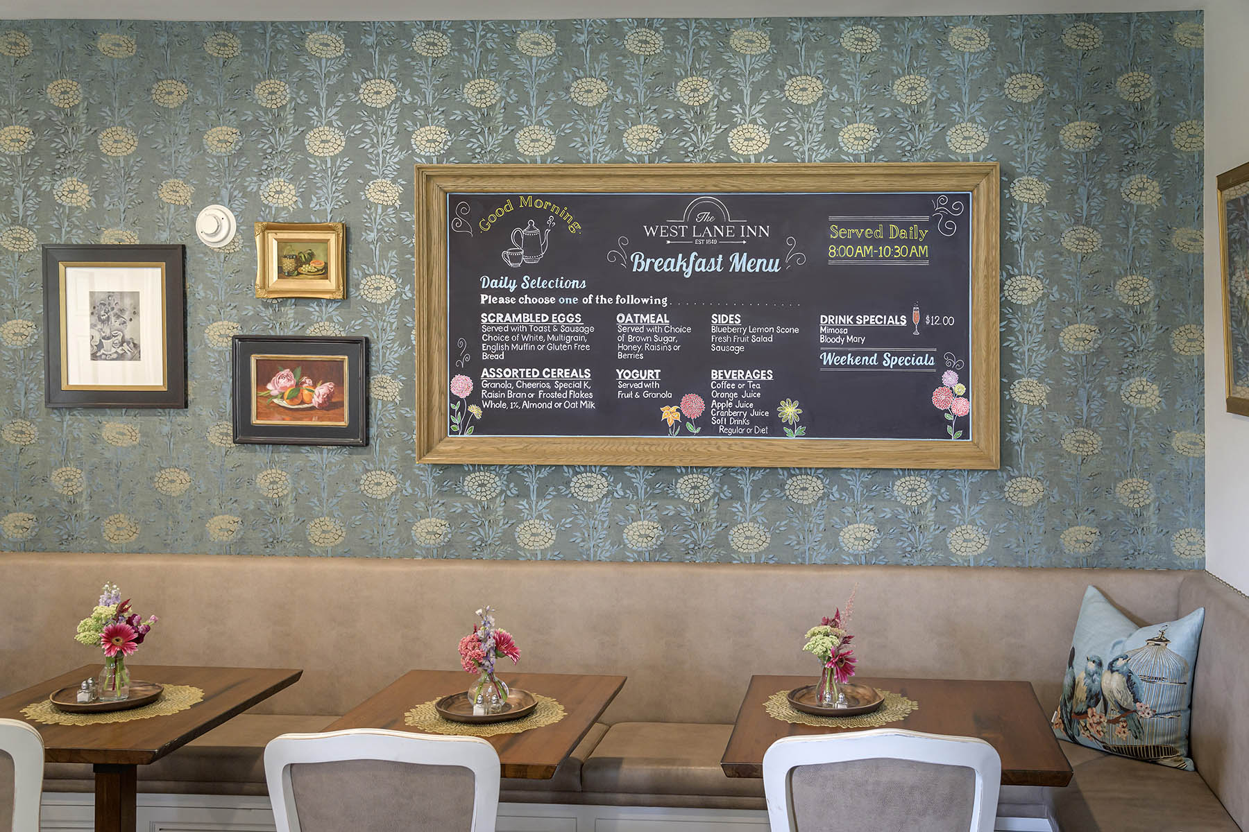 Breakfast menu at West Lane Inn